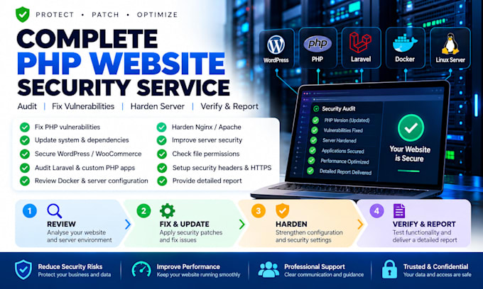 audit, secure and fix PHP website vulnerabilities and server issues