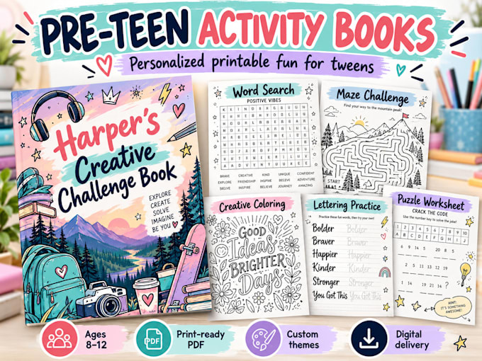 create a personalized printable activity book for children