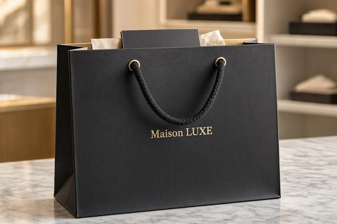 create minimalist shopping bag packaging