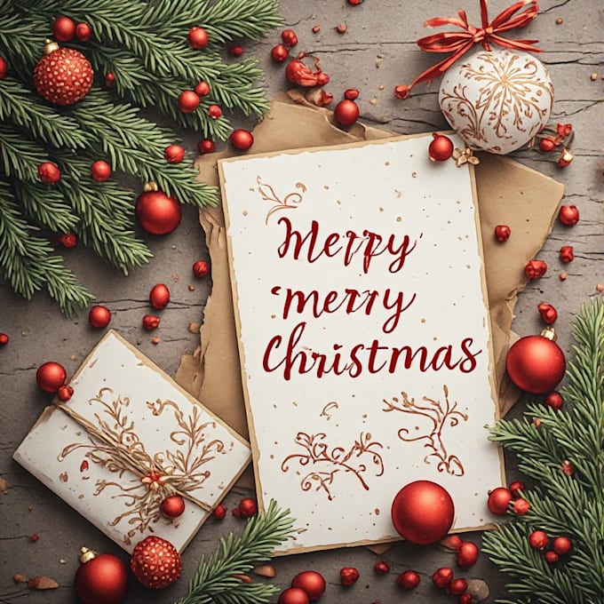 draw christmas card, invitation with watercolor