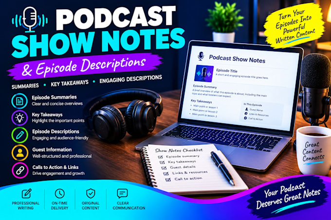 write podcast show notes and episode descriptions