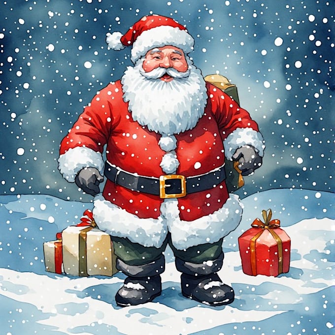 draw christmas card, invitation with watercolor