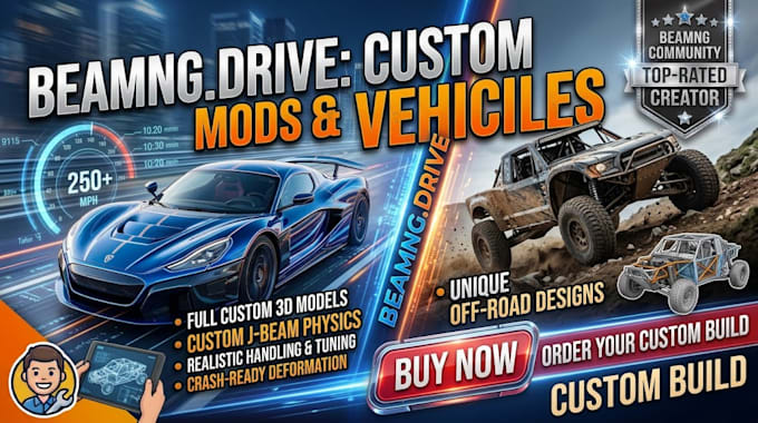 custom unique beamng drive vehicle, car mods with realistic physics