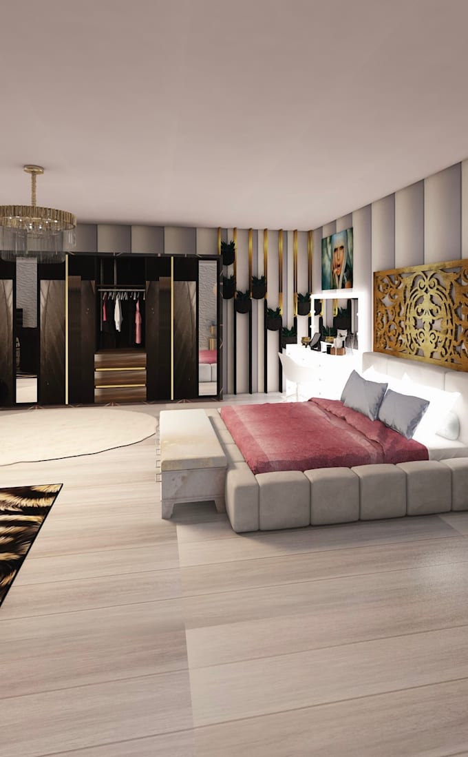 create modern living room and bedroom 3d designs