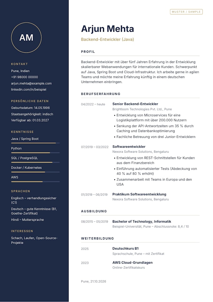 write your german CV