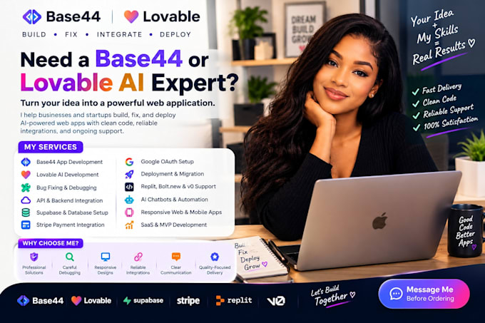 build base44 ai web apps, lovable ai website, replit ai bolt new, base44 expert