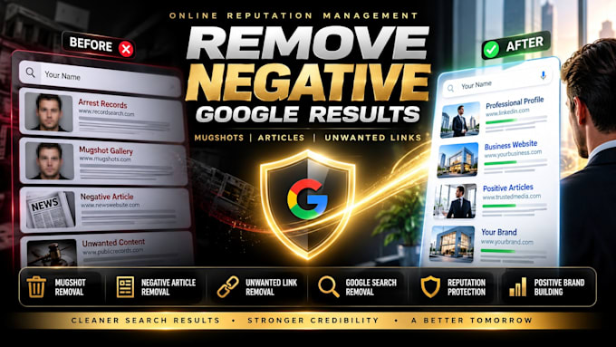 remove mugshots, negative links unwanted content and articles from google search