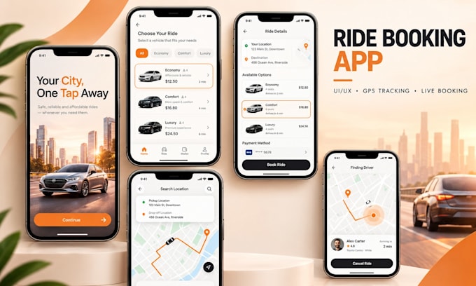 develop car tracking app, car booking app, fleet management app, navigation app