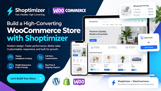 build shoptimizer woocommerce b2b wholesale stores and customize shopify stores