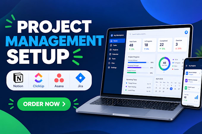 set up notion, clickup, asana and jira workflows