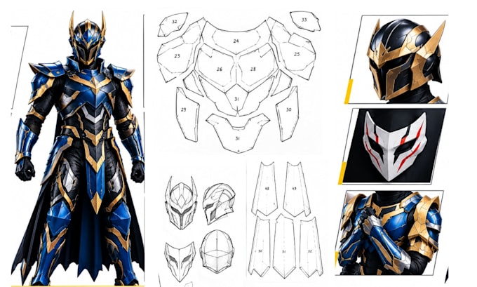 create eva foam cosplay armor, sewing pattern, and 3d models