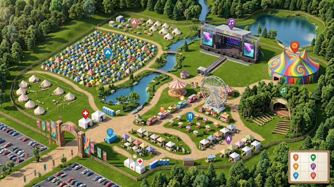 design custom event map, festival map, or venue layout