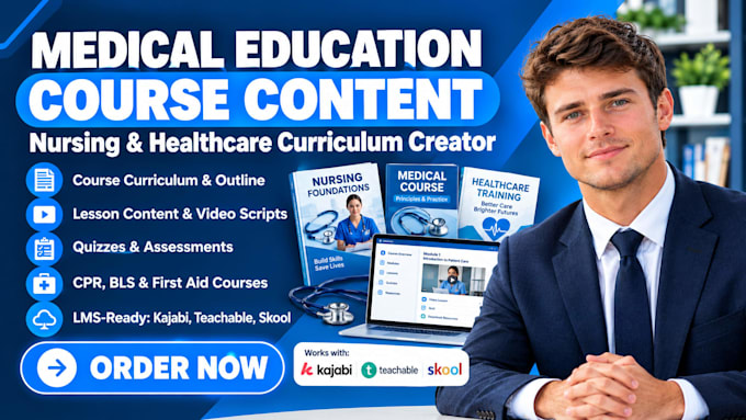 create medical educational course, nursing online course content and curriculum