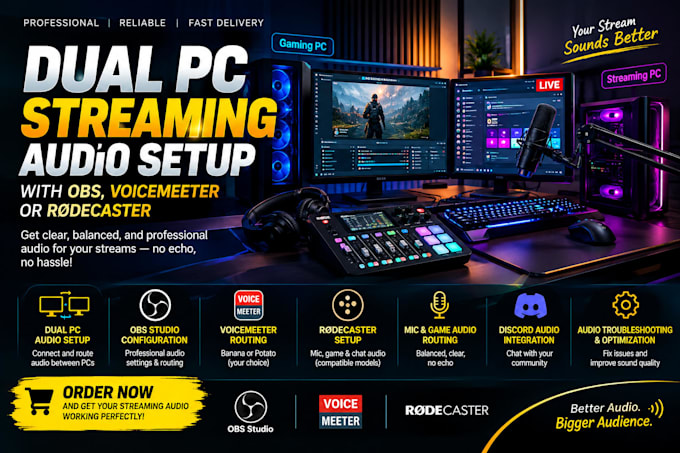setup dual pc streaming audio with obs voicemeeter rodecast