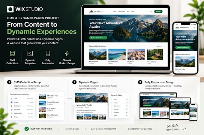 set up wix studio cms and dynamic pages