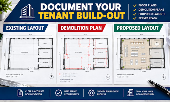 draw georgia tenant improvement floor plans and renovation permit plans