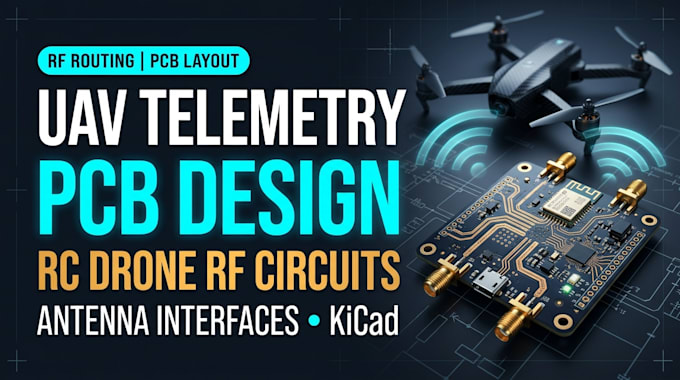 design uav telemetry pcb, rc drone rf circuits and antenna interface in kicad