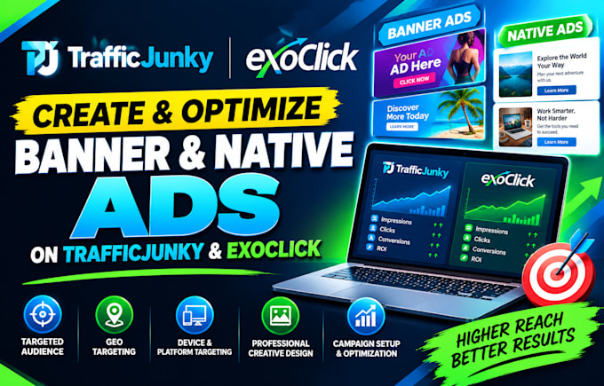 create and optimize banner and native ads on traffic junky and exoclick