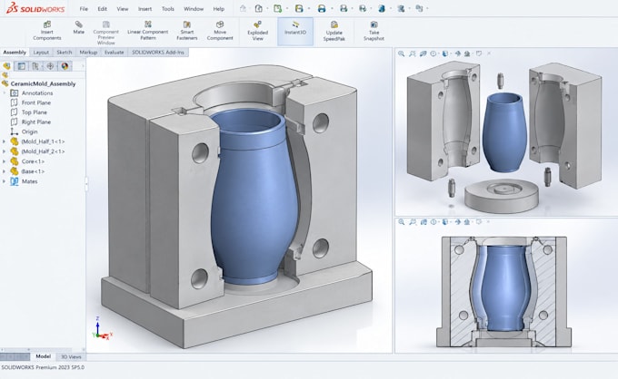 design ceramic slip casting plaster mold with printable 3d cad model stl