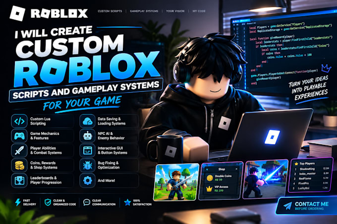 create custom roblox scripts and gameplay systems for your game
