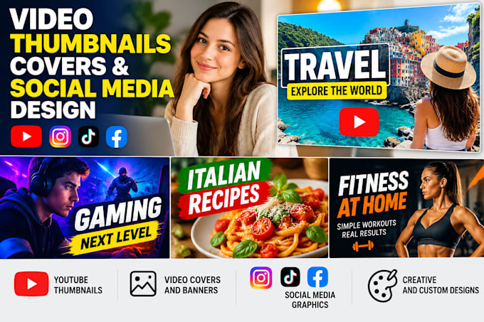 video thumbnails, covers and social media design
