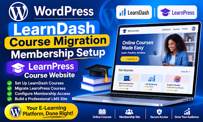 wordpress learndash course migration membership setuplearnpress course website