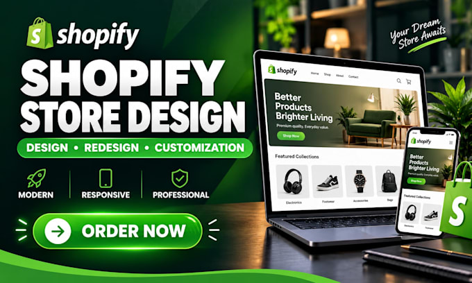 design, redesign or customize a professional shopify store