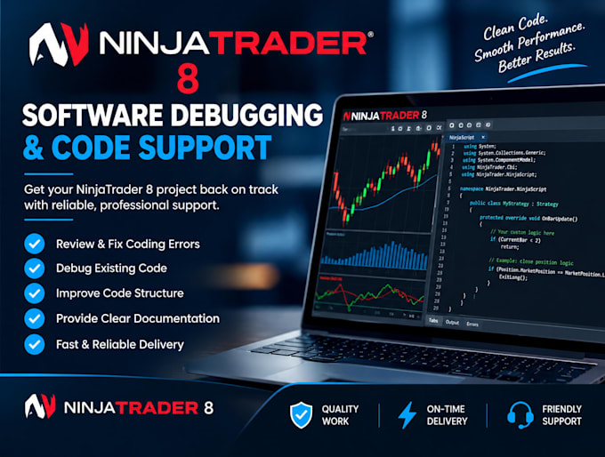 provide ninjatrader 8 software debugging and code support