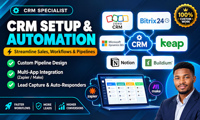 setup, integrate, and automate microsoft dynamics 365, zoho, or bitrix24