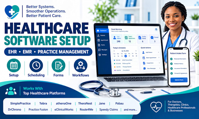 setup practice fusion route4me speedy claims eclinicalworks qualifacts insync