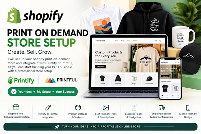 create a shopify print on demand store with printify and printful