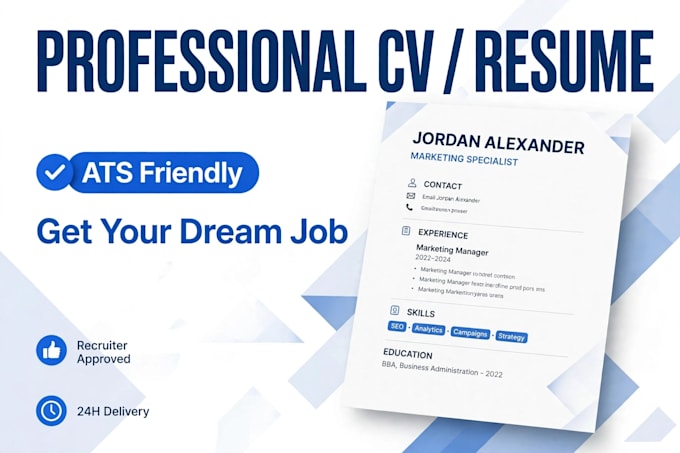 design a professional and ats friendly cv resume