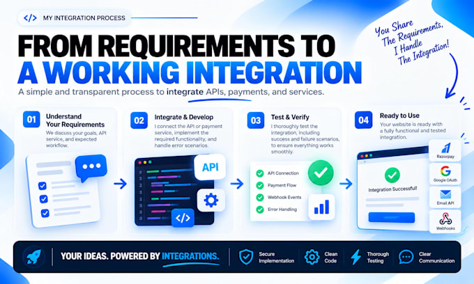 integrate apis razorpay oauth and email into your website