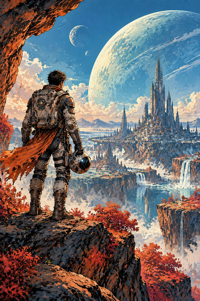 design a captivating sci fi book cover with futuristic artwork