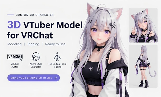 create a 3d vtuber model for vrchat with rigging