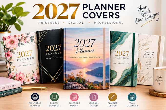 2027 printable planner, digital planner, custom planner design, 2027 calendar