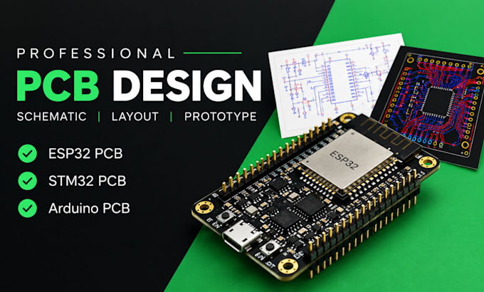 do pcb design, pcb layout, schematic design, esp32 pcb, stm32 pcb, arduino pcb