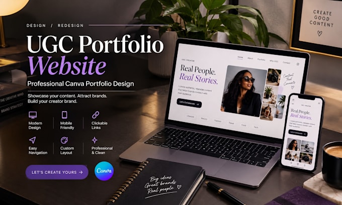 design and redesign a professional canva ugc portfolio website