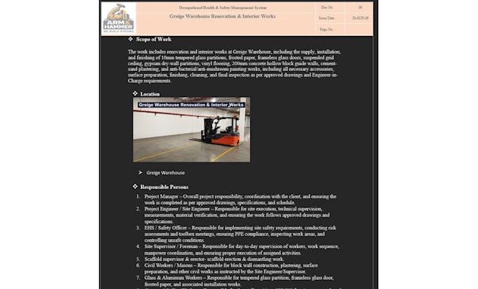 professional ehs documentation and construction safety plans
