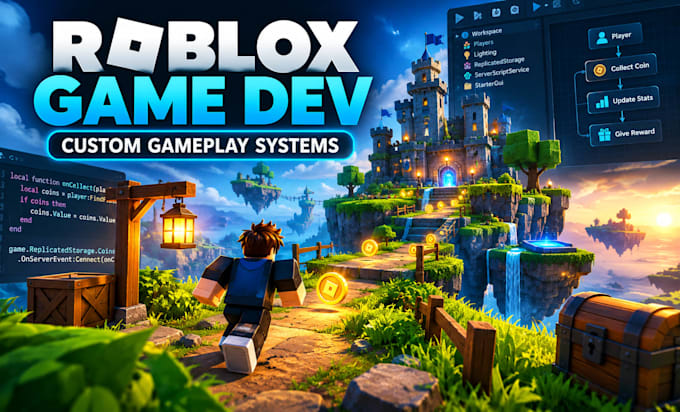 develop your roblox game with custom gameplay systems and scripting