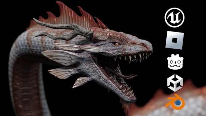 create 3d creature, monster and dragon model for roblox, unity or unreal engine
