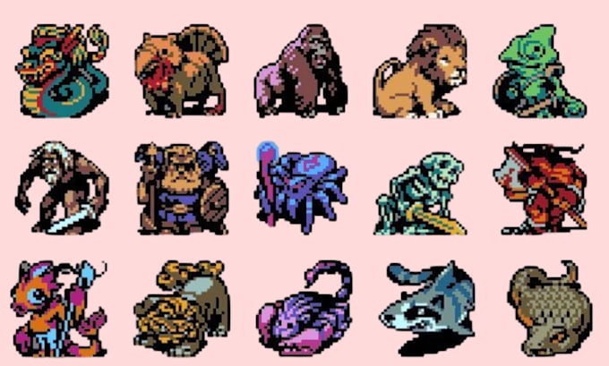 Draw 2d pixel art character sprite 8bit pokemon sprite pixel animation ...