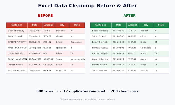 clean your excel data, convert PDF to excel, and fix formulas
