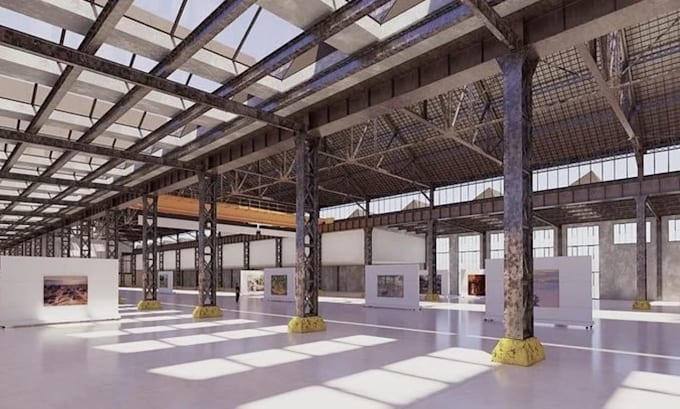 create 3d art gallery museum, showroom layout and warehouse floorplan