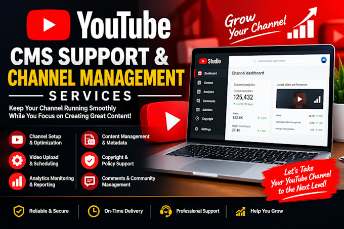 provide youtube cms support and channel management services