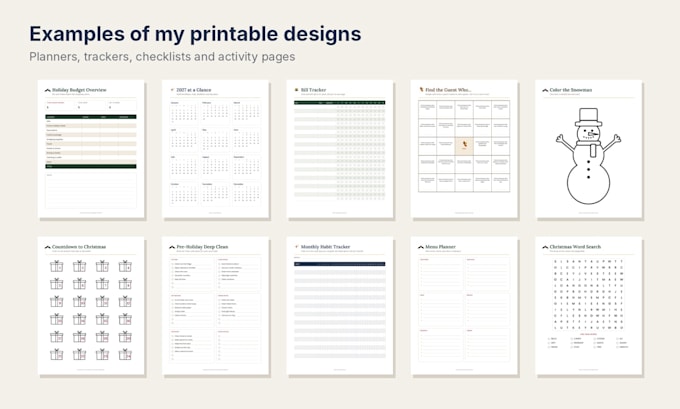 design a custom printable planner, tracker or checklist PDF