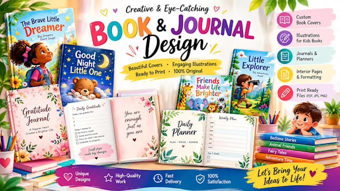 design custom KDP book covers and illustrated journal covers