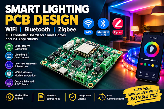 smart lighting pcb design for wifi, bluetooth and zigbee led controller boards
