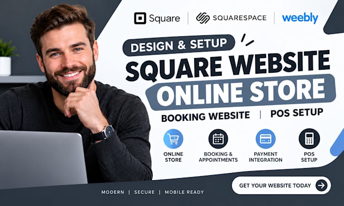 design a square website and square online store with booking and payment setup