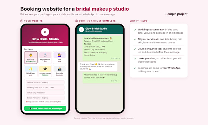 build a small business website with whatsapp booking
